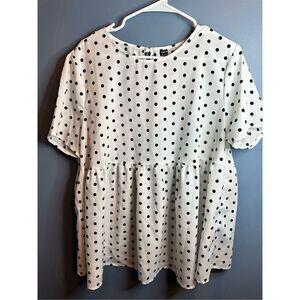 SHEIN Maternity Polka Dot Smock Top White Black XXL